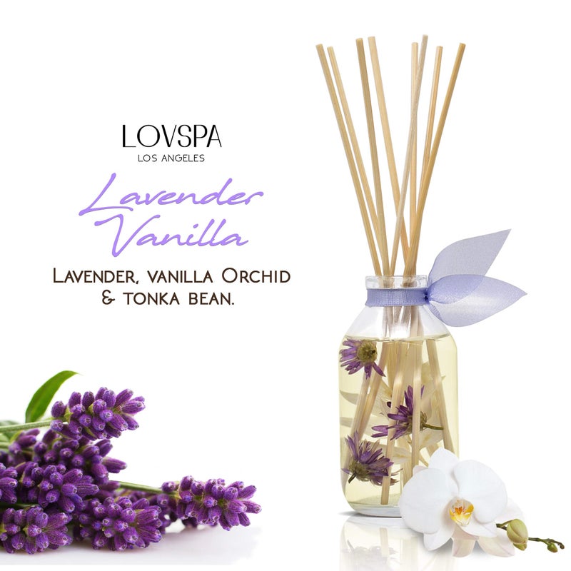 LOVSPA Reed Diffuser Set, Lavender Vanilla Scented Oil Diffuser with Sticks, Home Fragrance Accessories for Bathroom Shelf Decor, Aroma Diffusers for Home or Office Desk, USA Made - Image 3